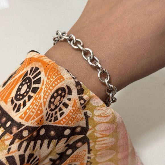 Vintage Sterling Rolo Toggle Clasp Bracelet - Picture 2 of 7